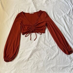 Elegant Rust Long Sleeve Crop Top